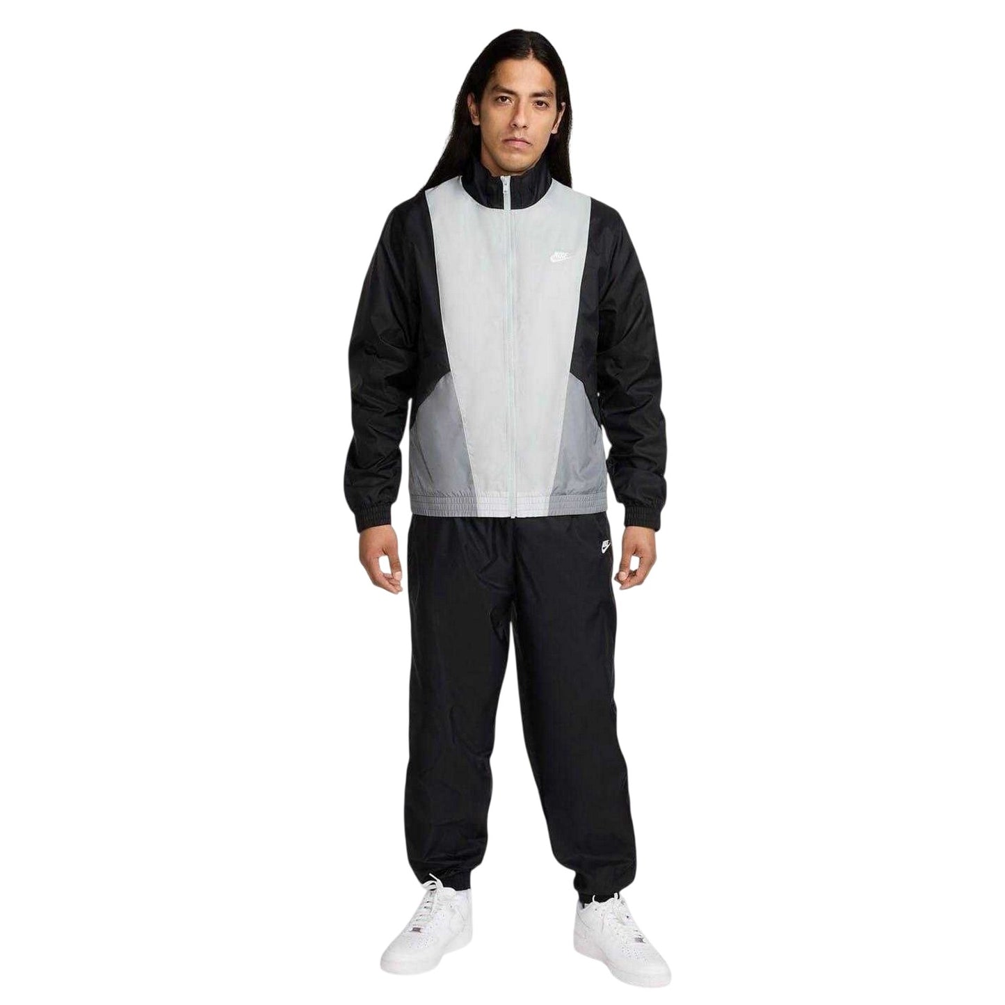 Black-Grey-White - Front - Nike Mens Colour Block Woven Tracksuit