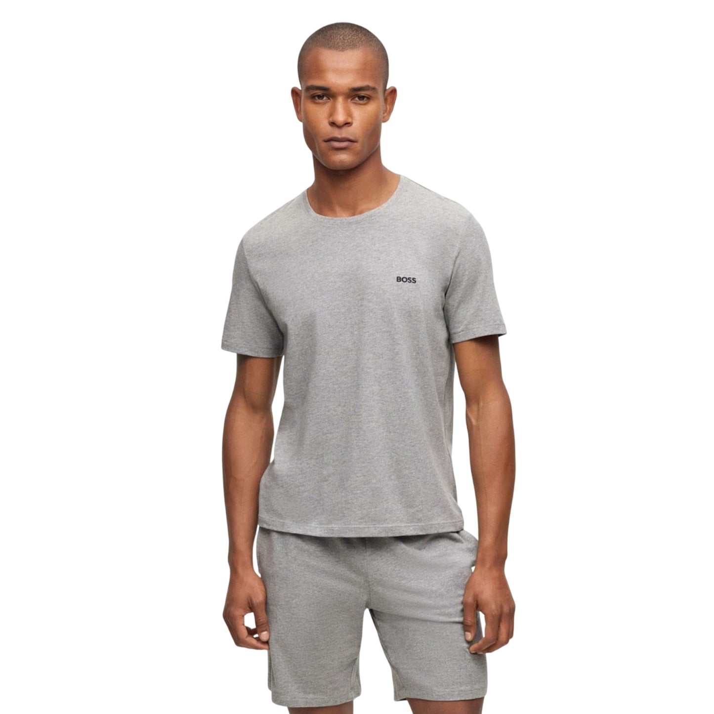 Grey - Lifestyle - Boss Mens Mix&Match Embroidered Logo Stretch T-Shirt