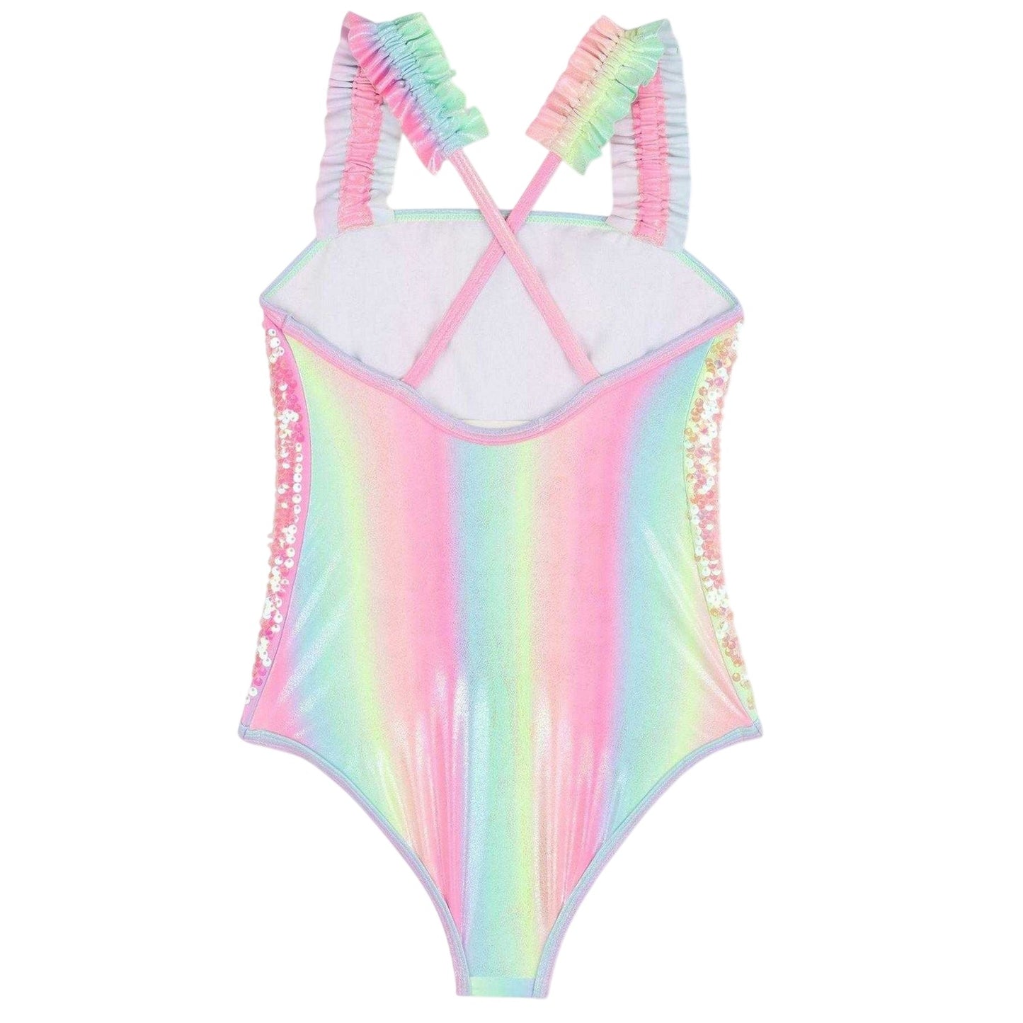 Multicoloured - Back - Billieblush Girls Sequins One Piece Swimsuit