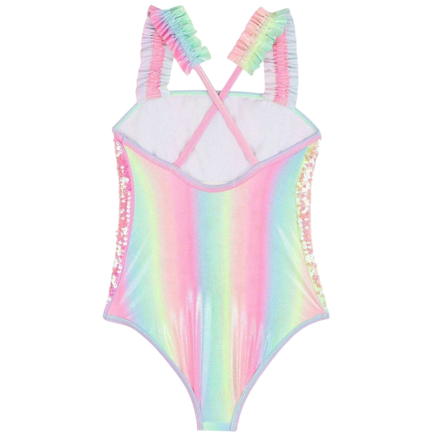 Multicoloured - Back - Billieblush Girls Sequins One Piece Swimsuit