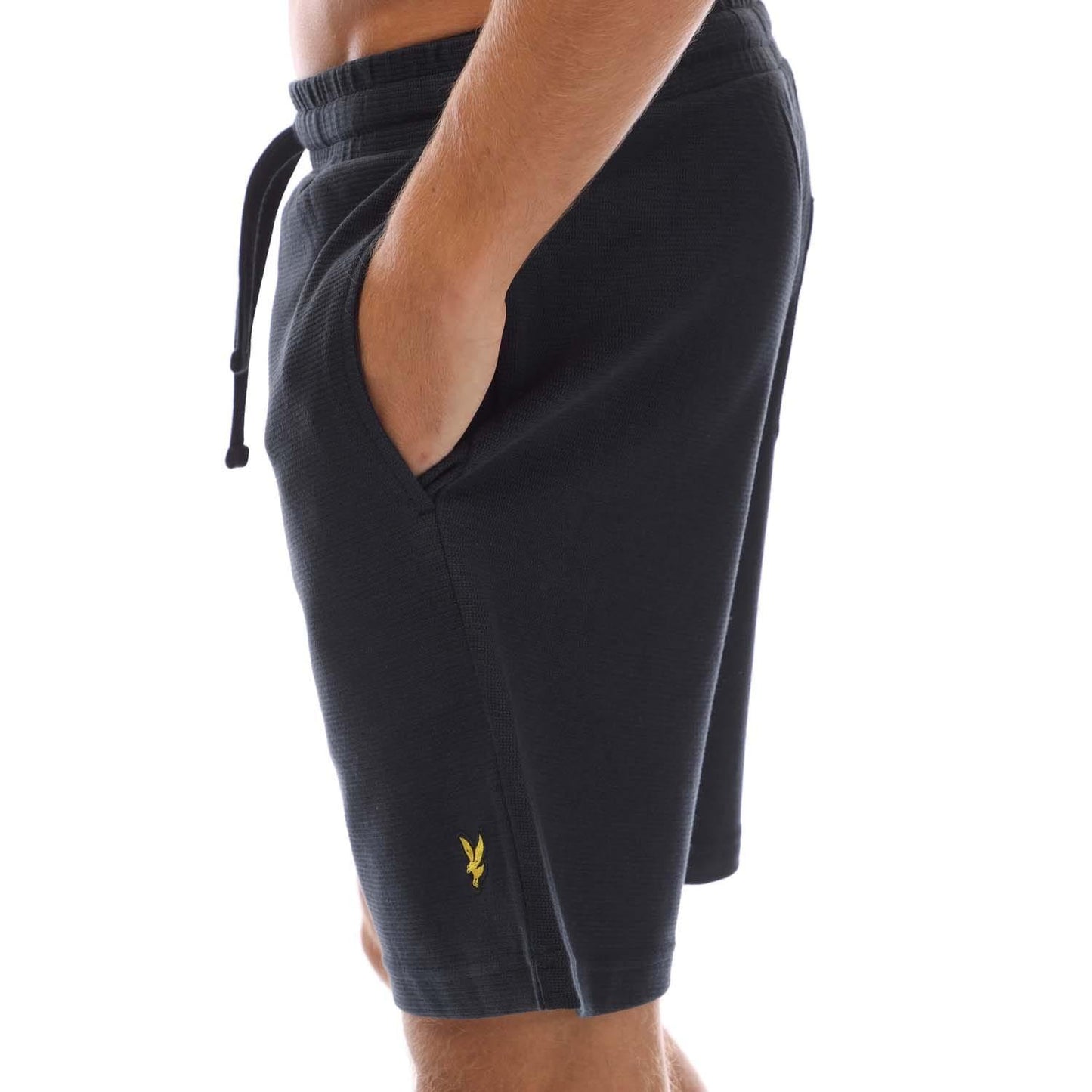 Navy - Side - Lyle & Scott Mens Crest Sweat Shorts