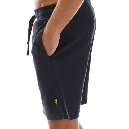Navy - Side - Lyle & Scott Mens Crest Sweat Shorts