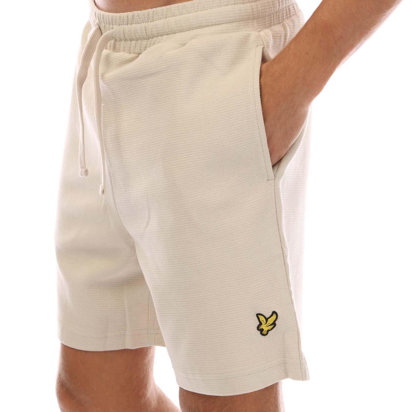 Cream - Side - Lyle & Scott Mens Crest Sweat Shorts