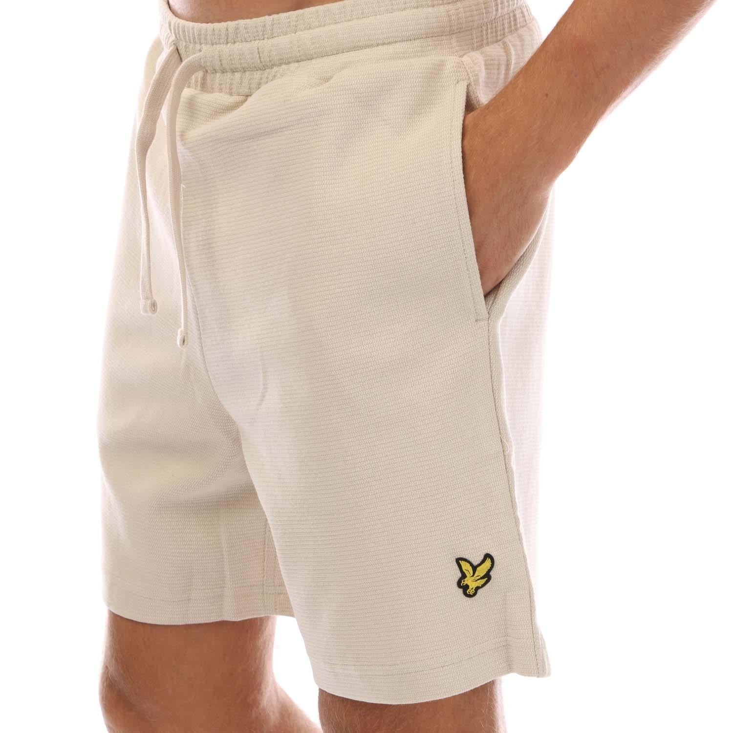 Cream - Side - Lyle & Scott Mens Crest Sweat Shorts