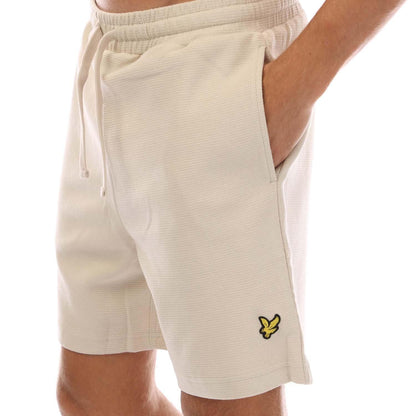 Cream - Side - Lyle & Scott Mens Crest Sweat Shorts