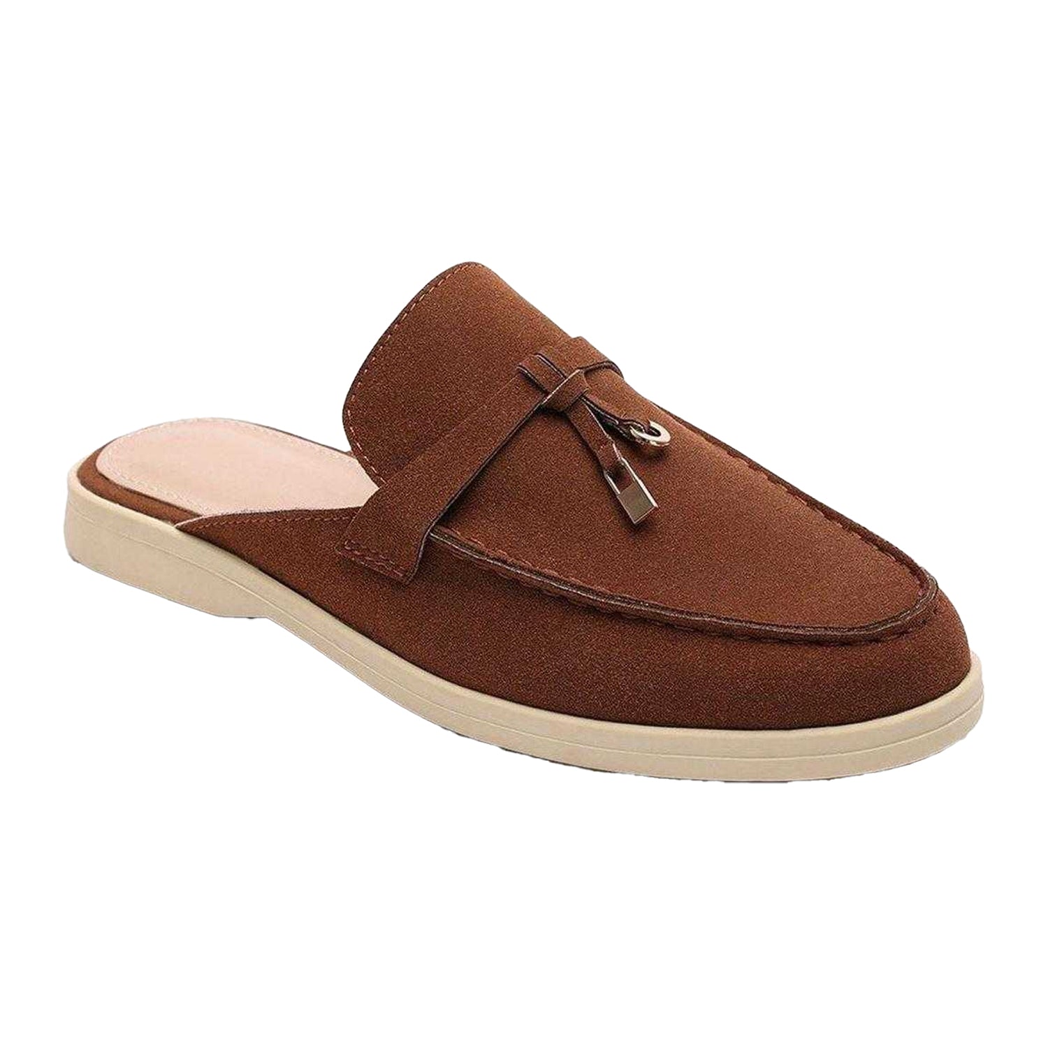 Brown - Side - Where´s That From Womens-Ladies Faux Suede Loafers