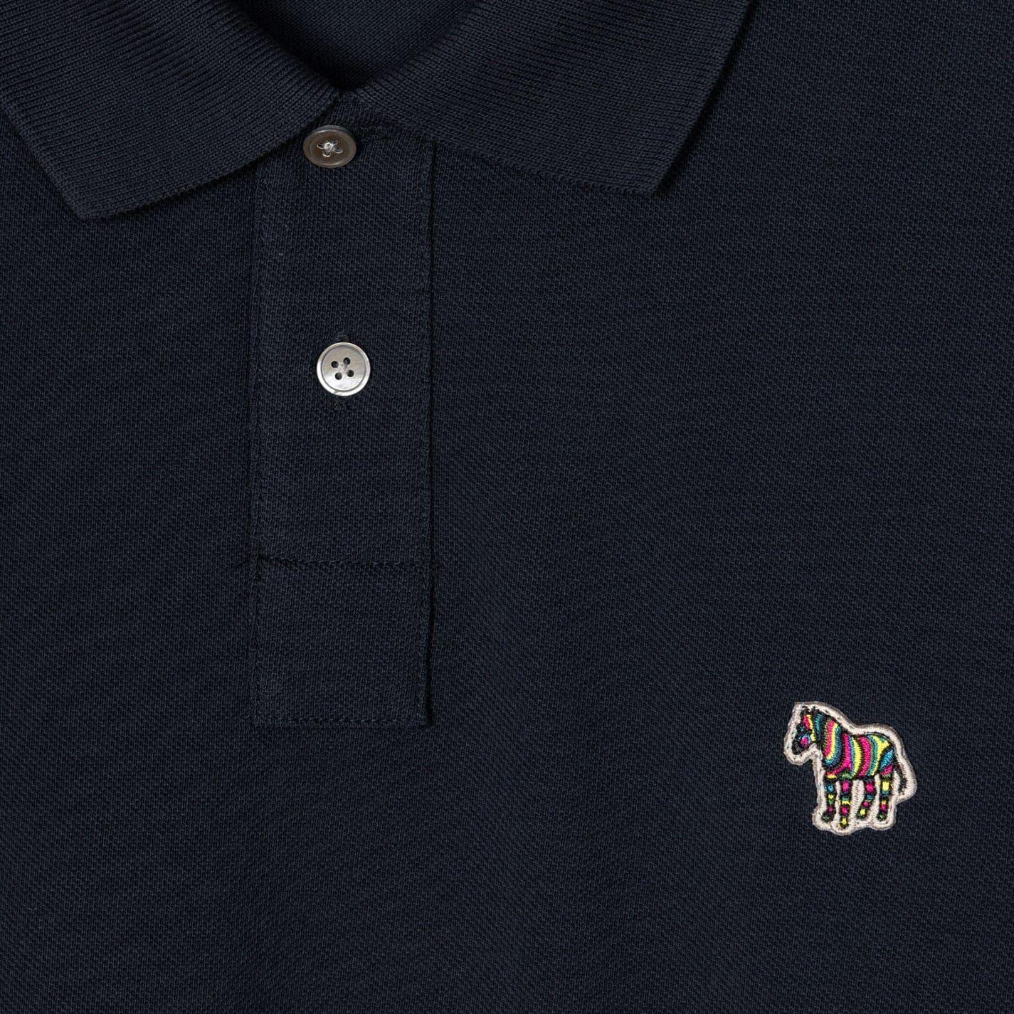 Navy - Side - Paul Smith Mens Zebra Long-Sleeved Polo Shirt