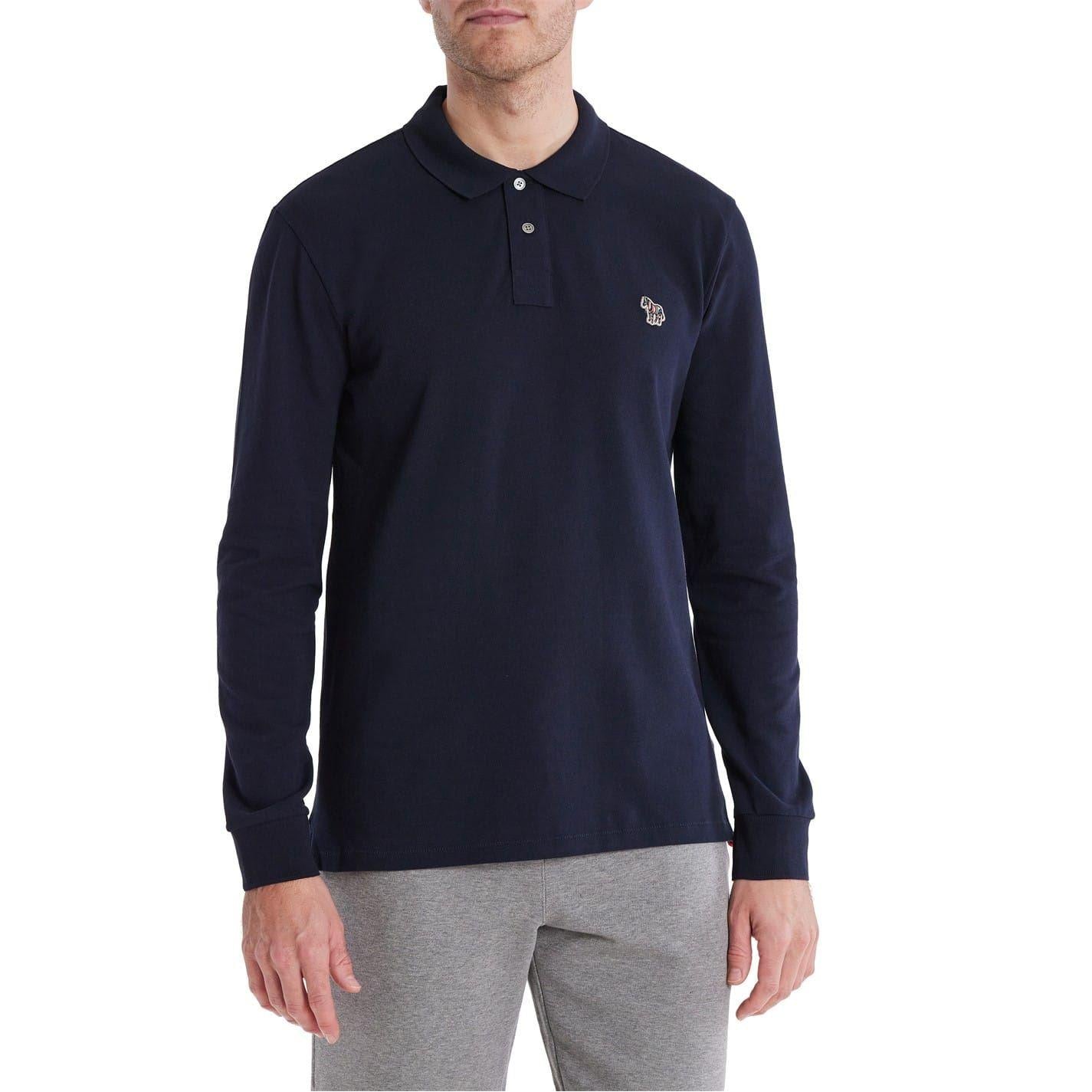 Navy - Lifestyle - Paul Smith Mens Zebra Long-Sleeved Polo Shirt