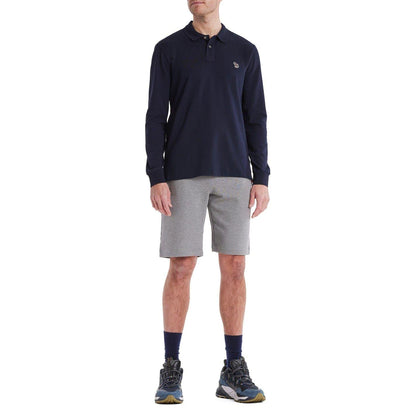 Navy - Pack Shot - Paul Smith Mens Zebra Long-Sleeved Polo Shirt