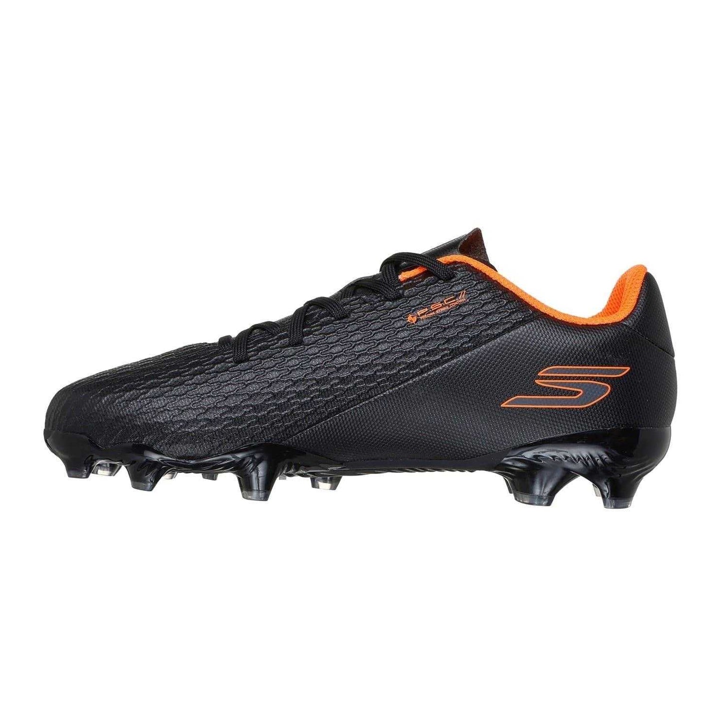Black-Orange - Back - Skechers Childrens-Kids Pro Firm Ground Football Boots