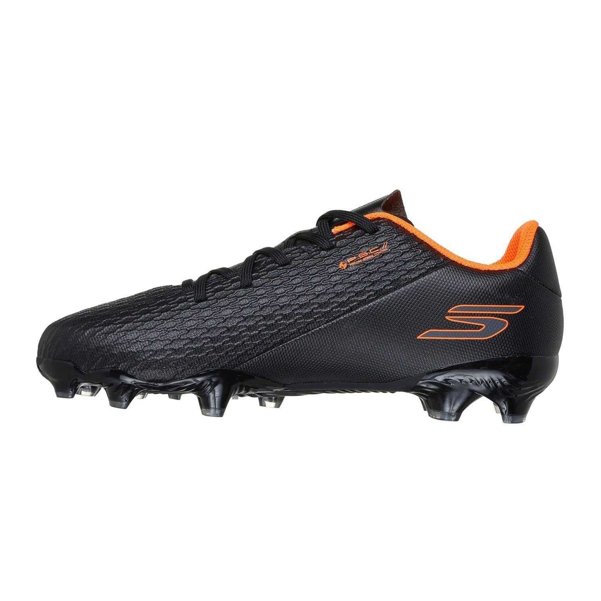 Black-Orange - Back - Skechers Childrens-Kids Pro Firm Ground Football Boots
