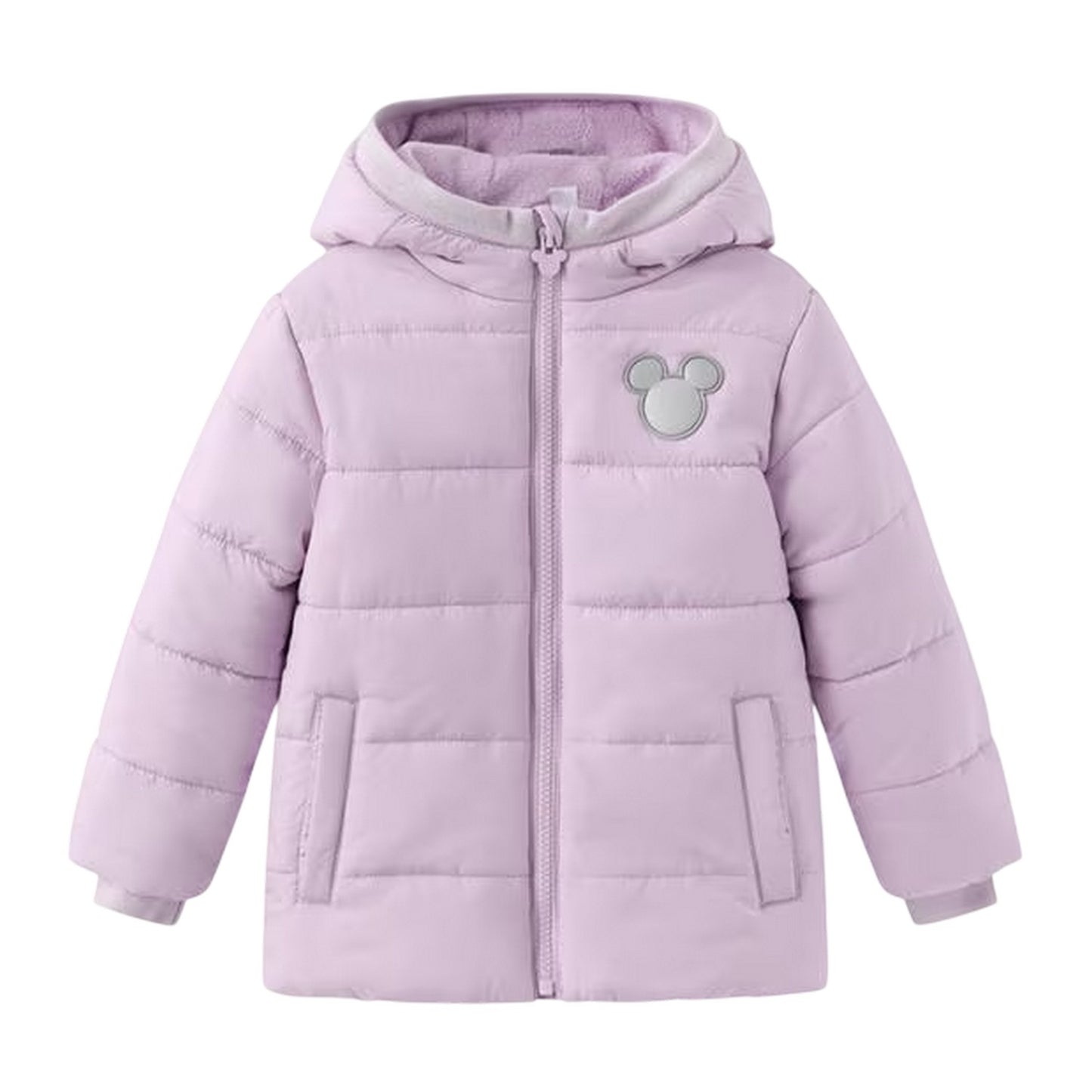 Pink - Front - Disney Childrens-Kids Mickey Mouse Puffer Jacket