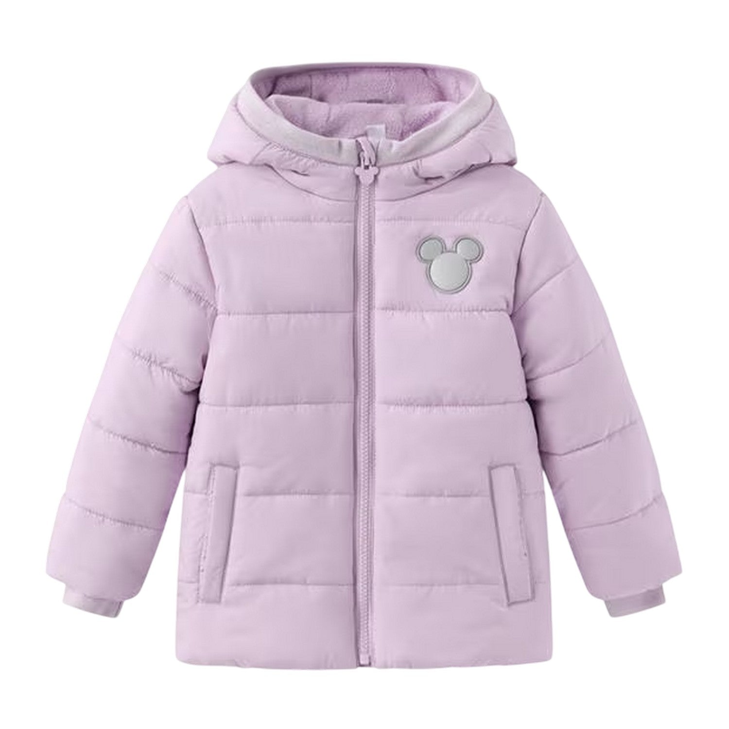 Pink - Front - Disney Childrens-Kids Mickey Mouse Puffer Jacket