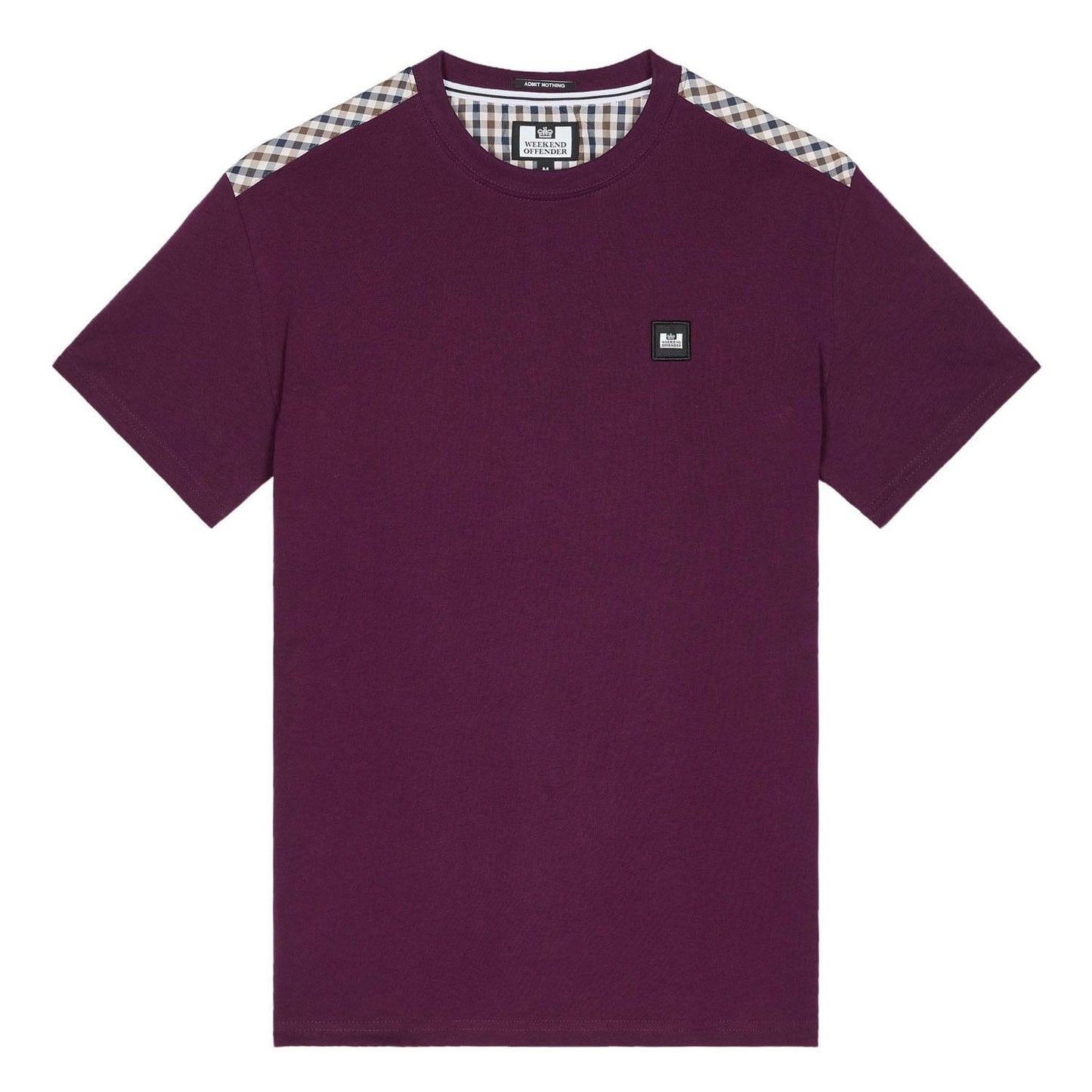 Berry - Front - Weekend Offender Mens Diaz Checked T-Shirt