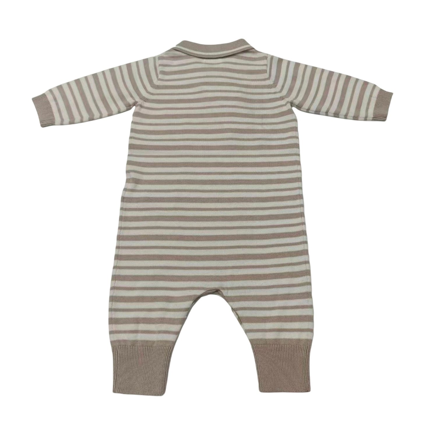 Beige-Brown - Back - Pretty Green Baby Striped Romper
