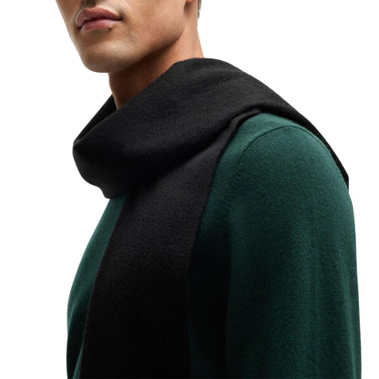 Black - Back - Boss Mens Embroidered Logo Scarf
