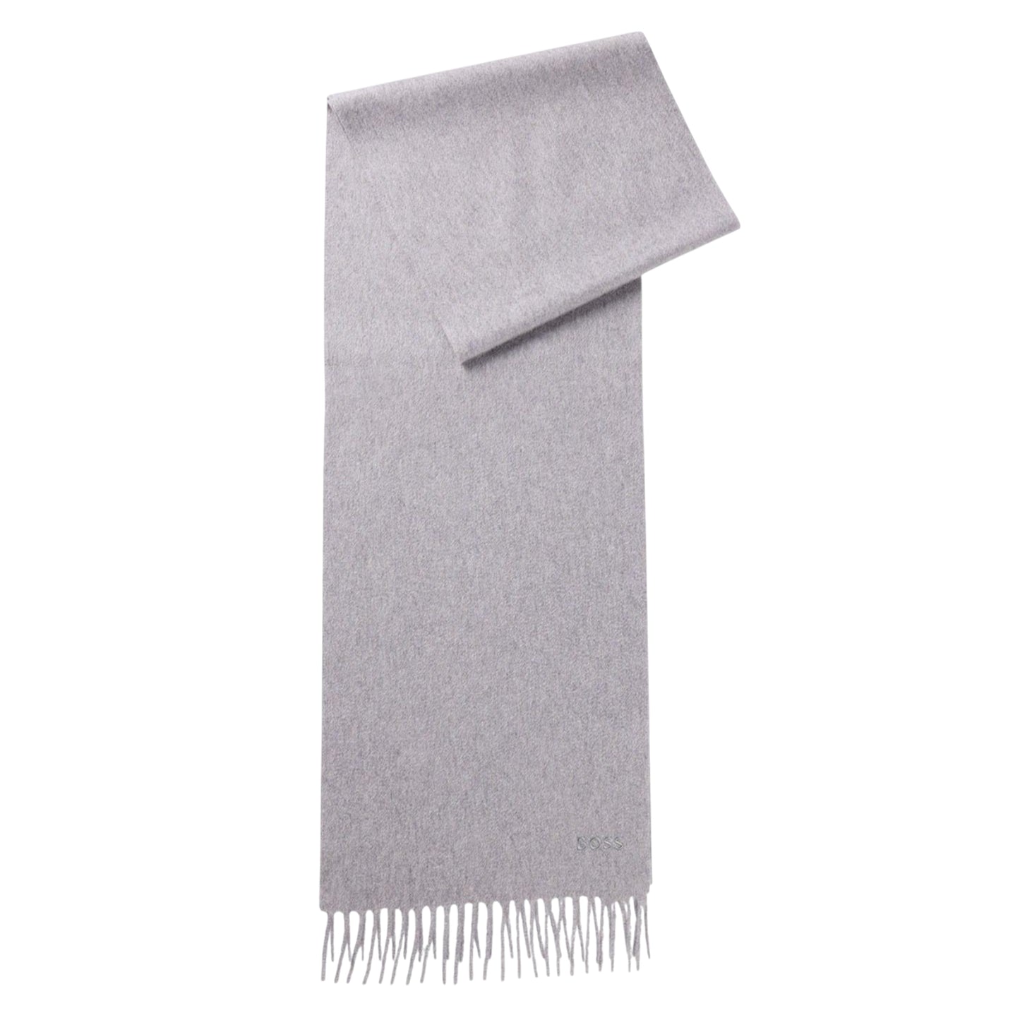 Grey - Front - Boss Mens Embroidered Logo Scarf