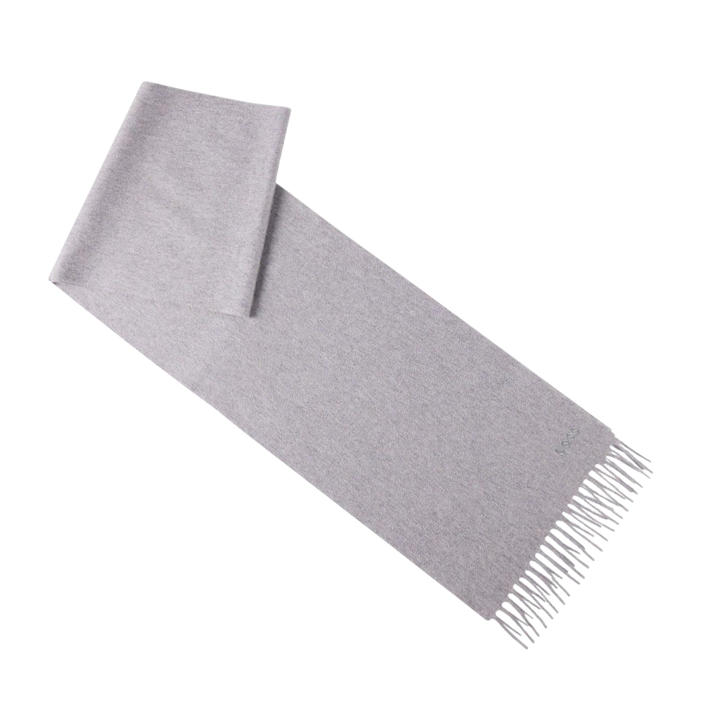 Grey - Back - Boss Mens Embroidered Logo Scarf