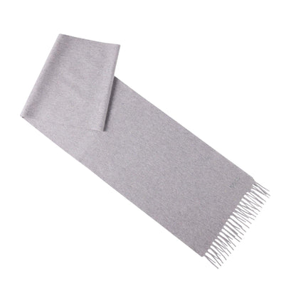 Grey - Back - Boss Mens Embroidered Logo Scarf