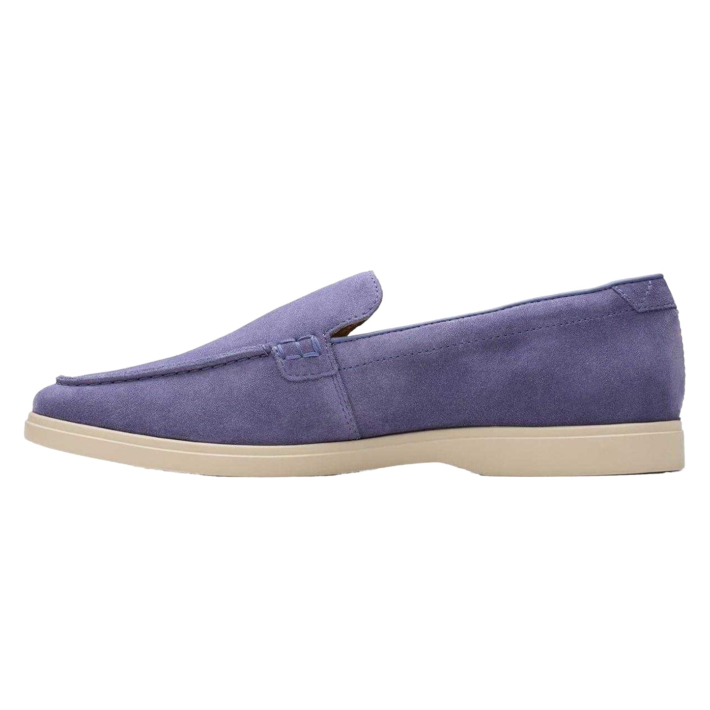 Dusky Blue - Side - Clarks Mens Torford Venetian Suede Loafers