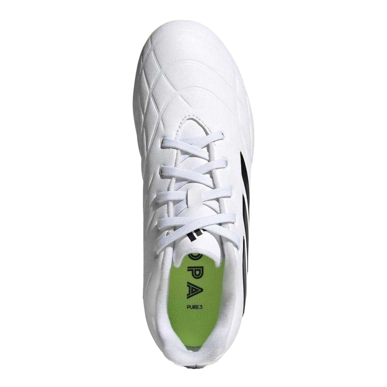 White-Black - Side - Adidas Childrens-Kids Copa Pure.3 Leather Forefoot Football Boots
