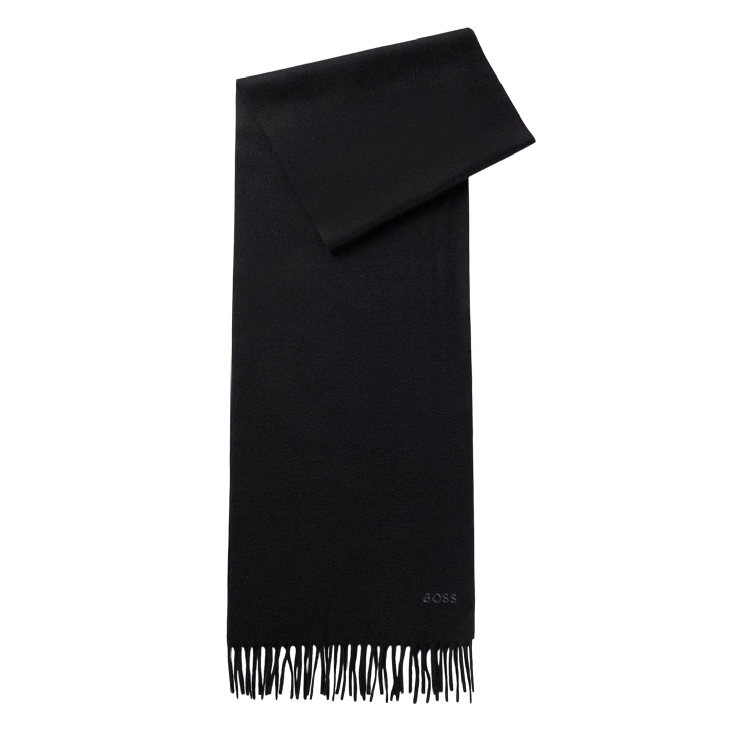 Black - Front - Boss Mens Embroidered Logo Scarf