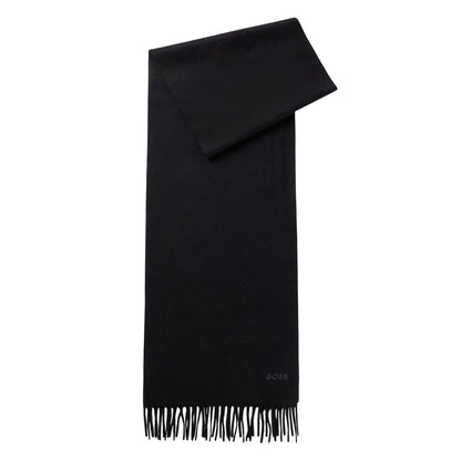 Black - Front - Boss Mens Embroidered Logo Scarf