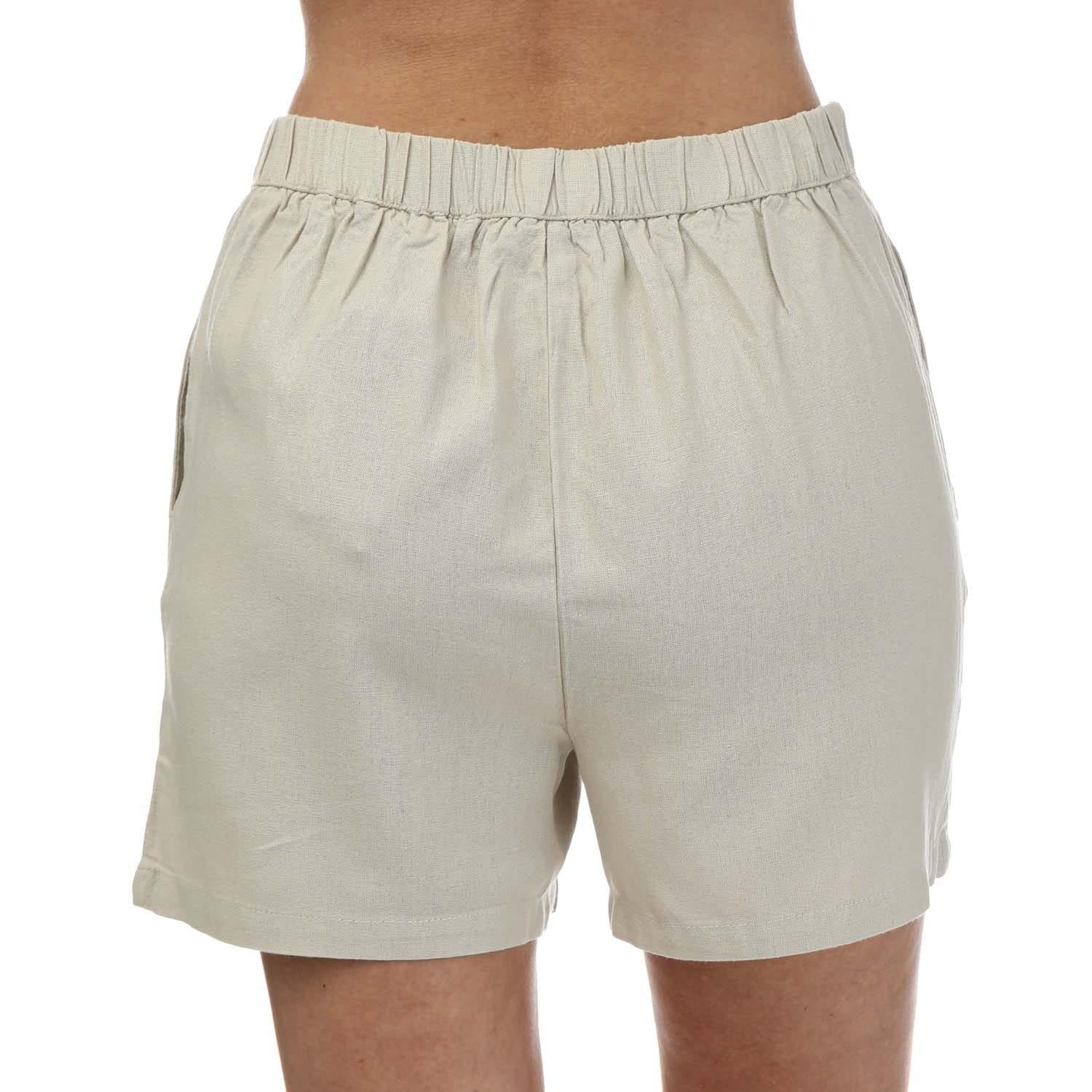 Natural - Back - Vero Moda Womens-Ladies Jesmilo Linen Blend Shorts