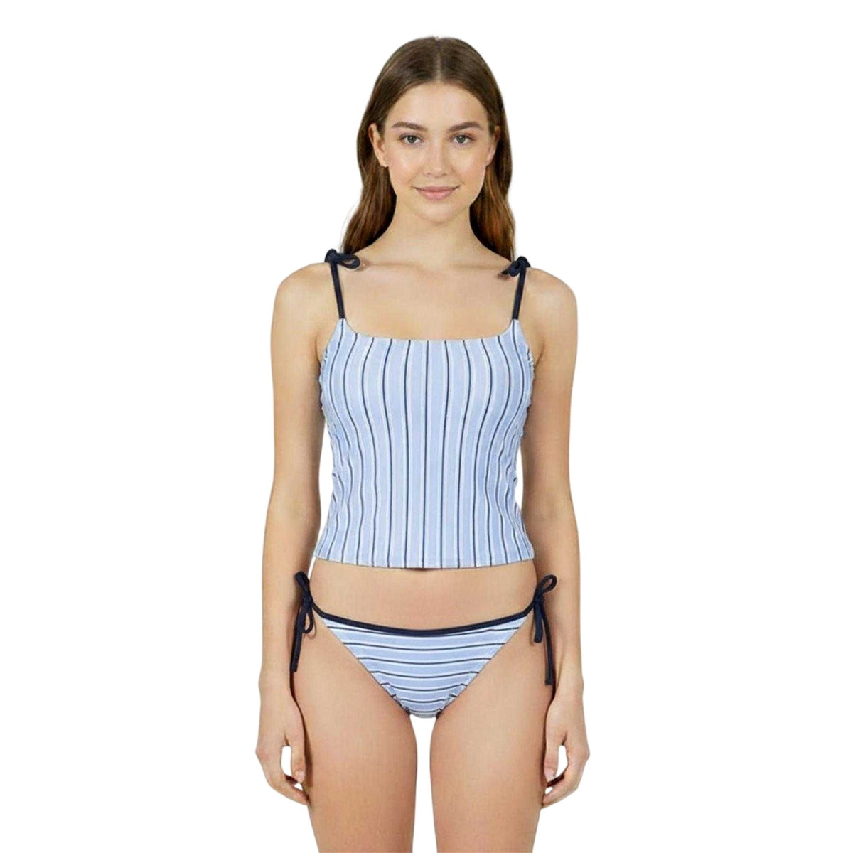 Navy - Side - Jack Wills Womens-Ladies Kickback Striped Tankini Top