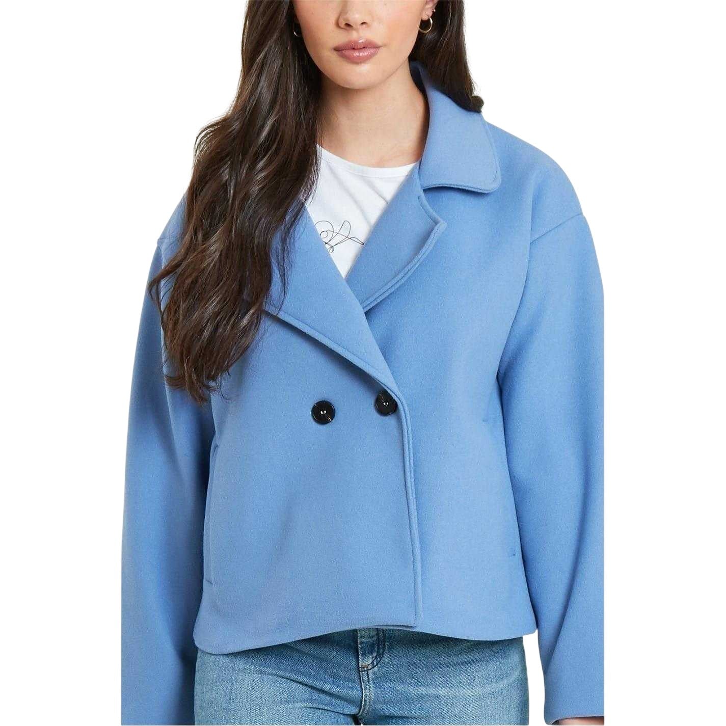 Powder Blue - Side - Be You Womens-Ladies Short Tailored Jacket