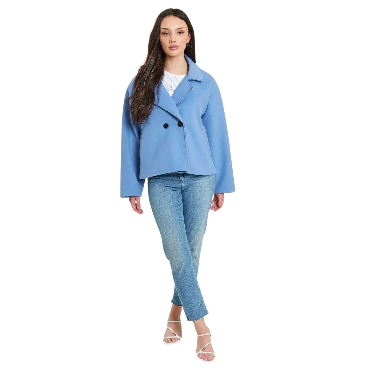 Powder Blue - Front - Be You Womens-Ladies Short Tailored Jacket