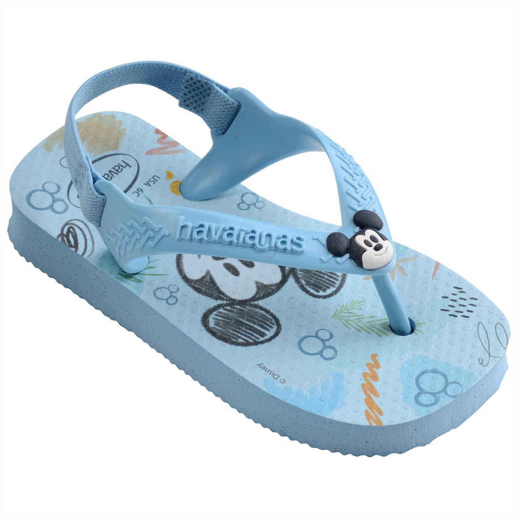 Dark Black-Blue - Side - Disney Childrens-Kids Mickey Mouse Cartoon Flip Flops