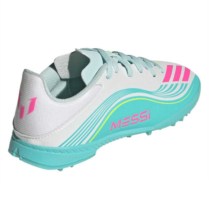 White-Pink-Blue - Back - Adidas Childrens-Kids F50 League Artificial Ground Football Boots