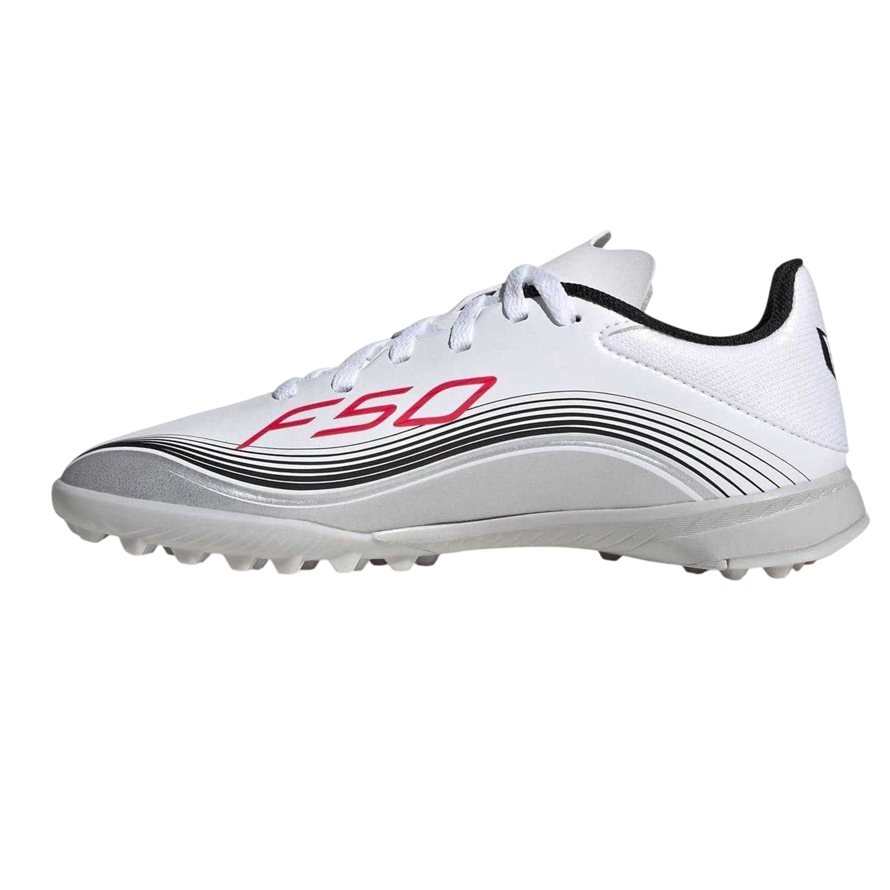 White-Red - Side - Adidas Childrens-Kids F50 League Artificial Ground Football Boots