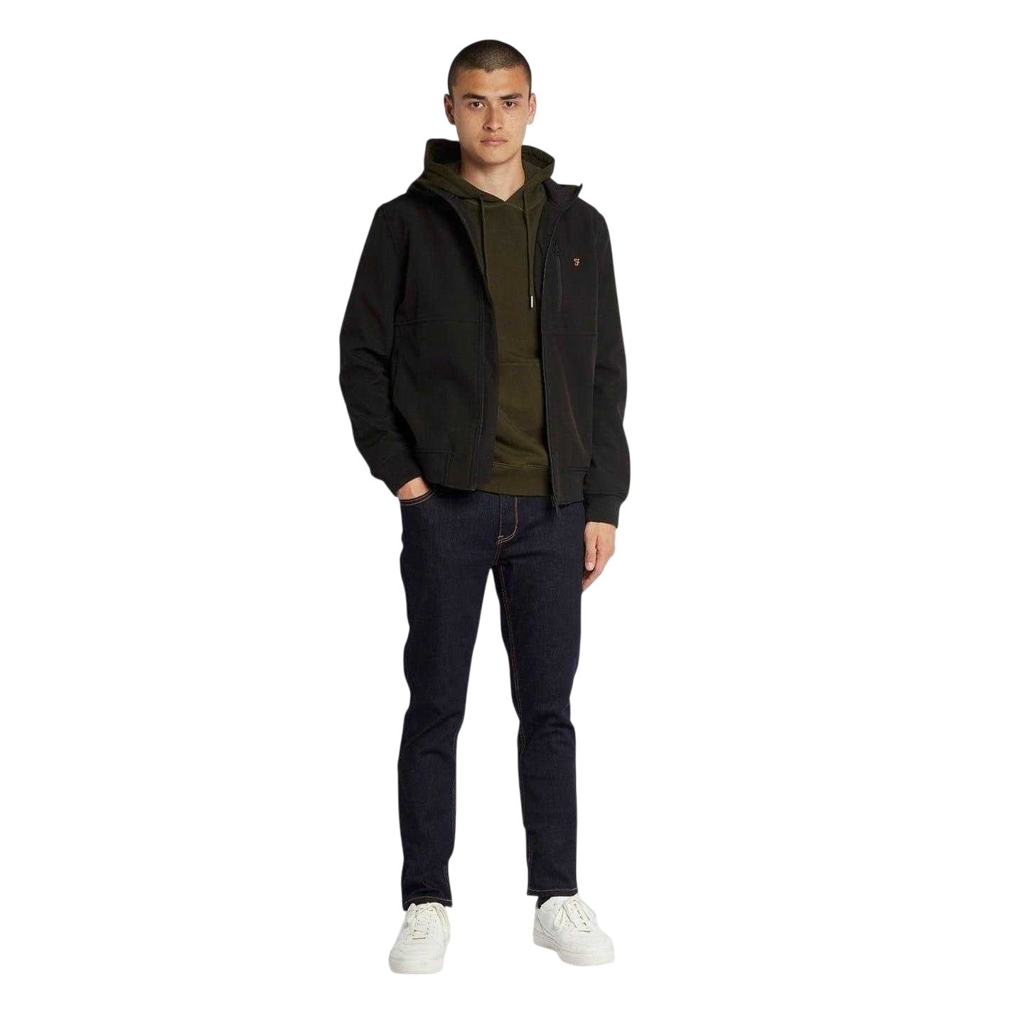 Black - Side - Farah Mens Softshell Hooded Jacket