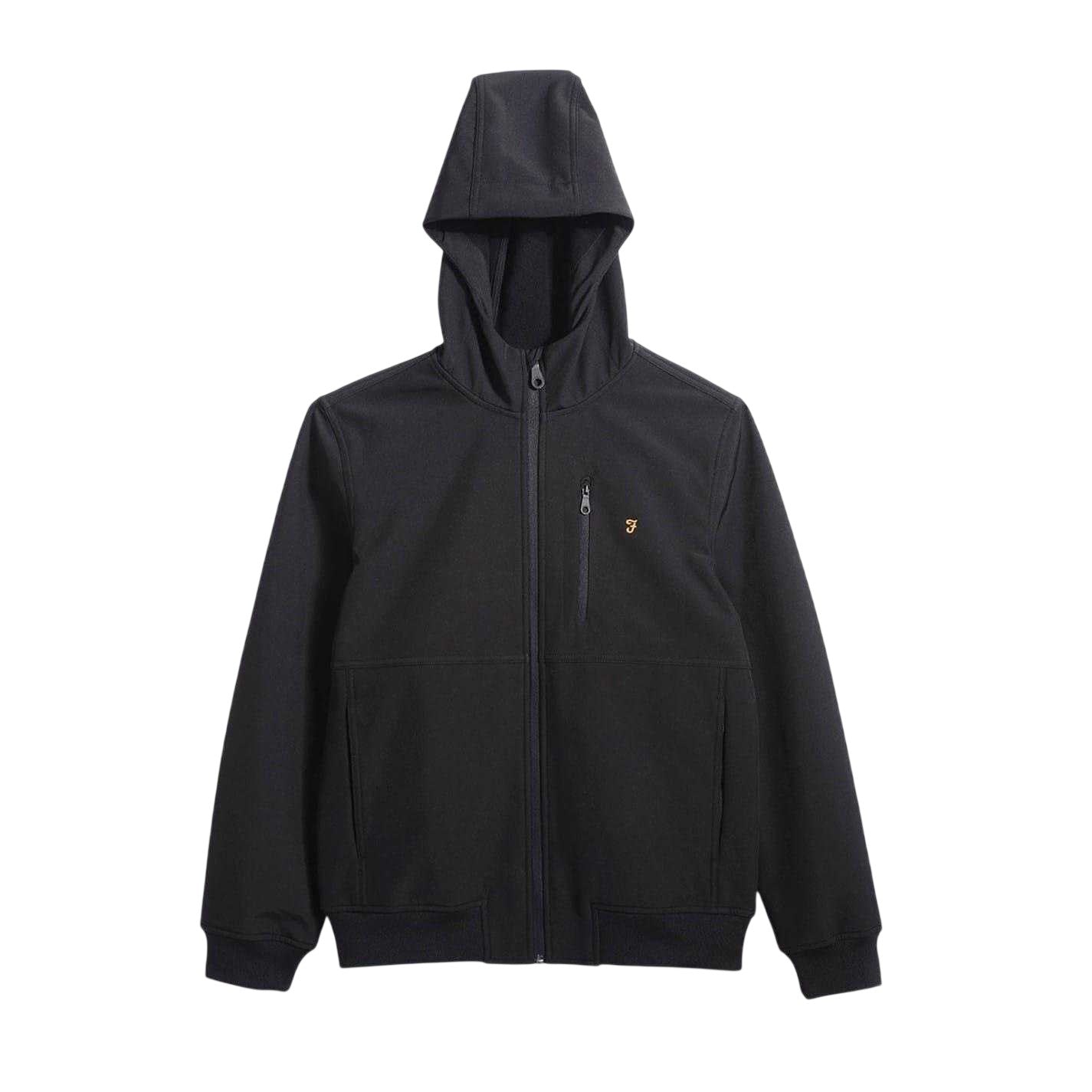 Black - Front - Farah Mens Softshell Hooded Jacket