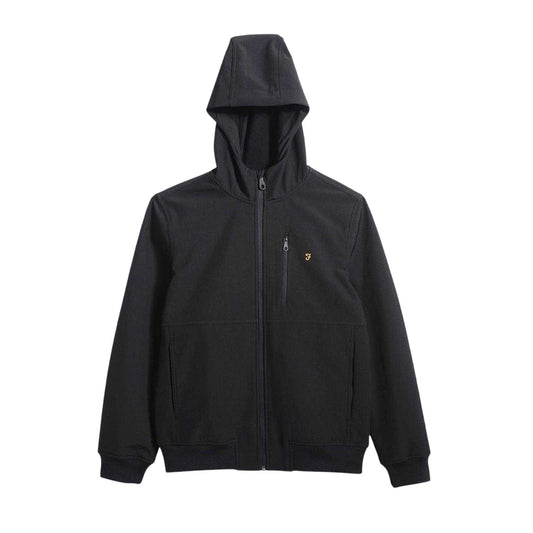 Black - Front - Farah Mens Softshell Hooded Jacket