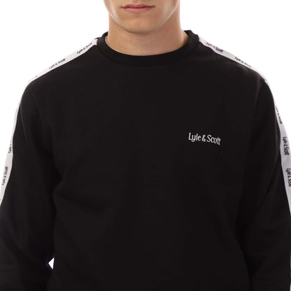 Black - Side - Lyle & Scott Mens Tape Crew Neck Sweatshirt