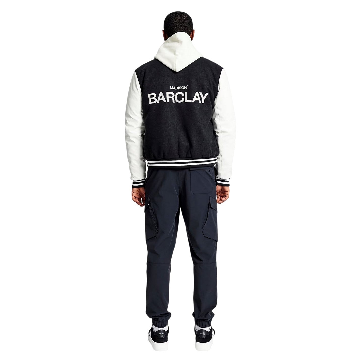 Black - Back - Madison Barclay Mens Lincoln Loose Fit Varsity Jacket