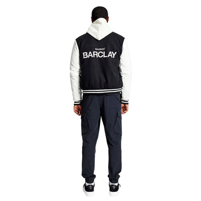 Black - Back - Madison Barclay Mens Lincoln Loose Fit Varsity Jacket