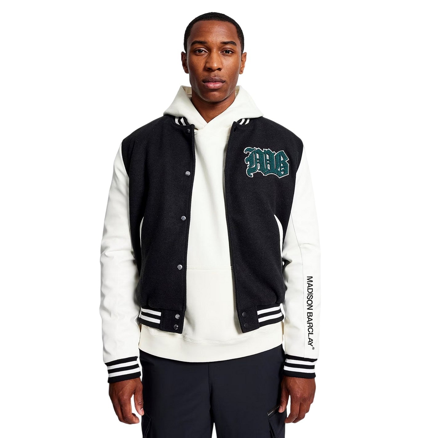 Black - Front - Madison Barclay Mens Lincoln Loose Fit Varsity Jacket