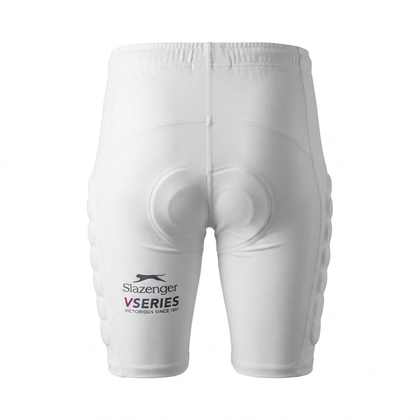 White - Back - Slazenger Mens Fleece Logo Cricket Padded Shorts
