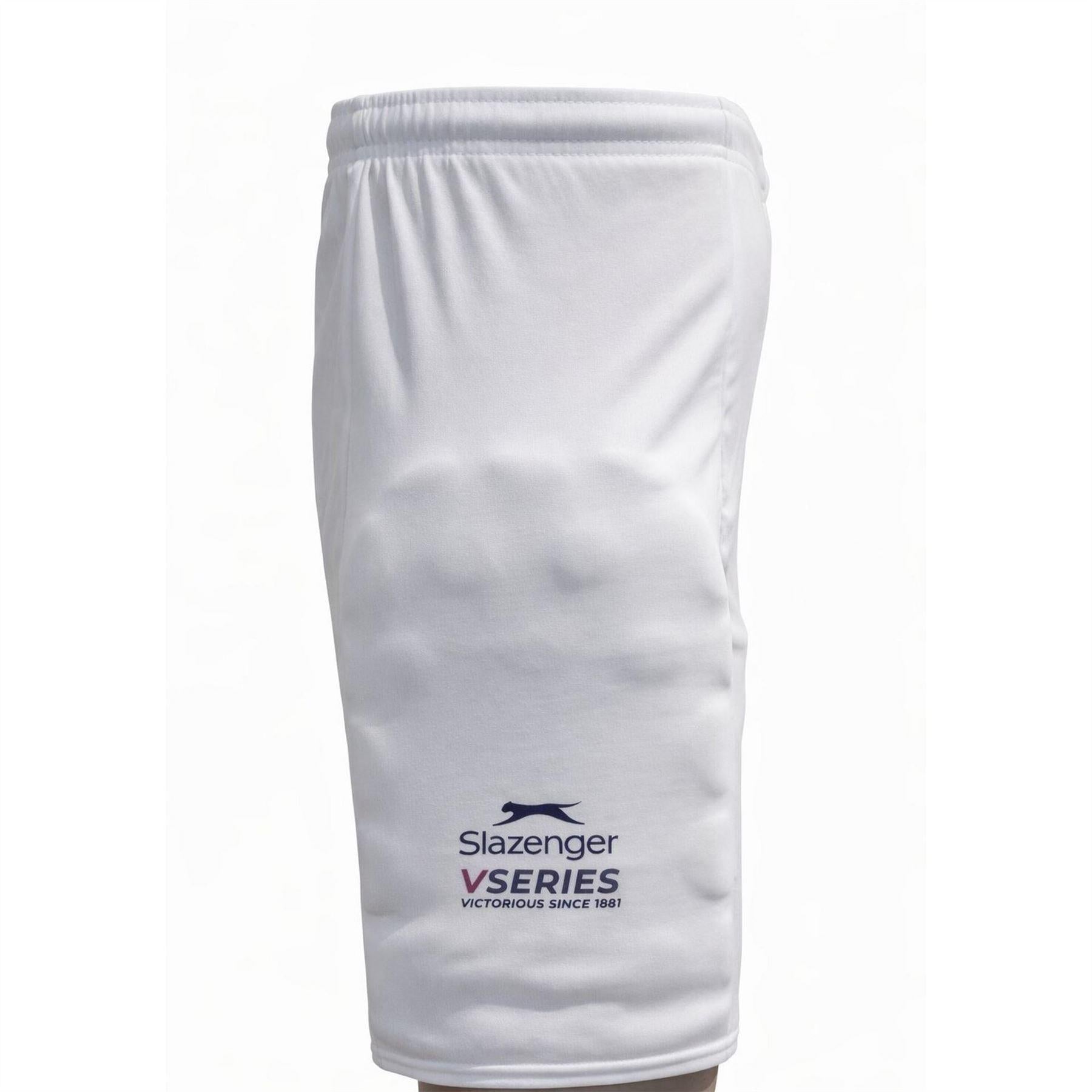 White - Side - Slazenger Mens Fleece Logo Cricket Padded Shorts