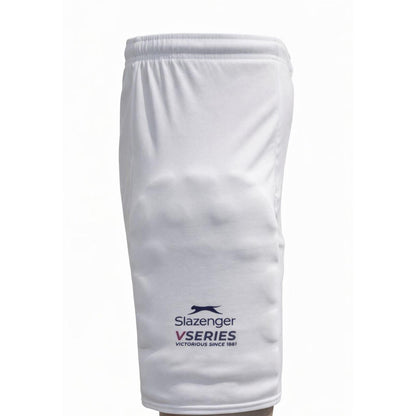 White - Side - Slazenger Mens Fleece Logo Cricket Padded Shorts