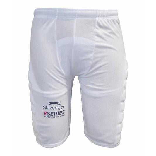 White - Front - Slazenger Mens Fleece Logo Cricket Padded Shorts