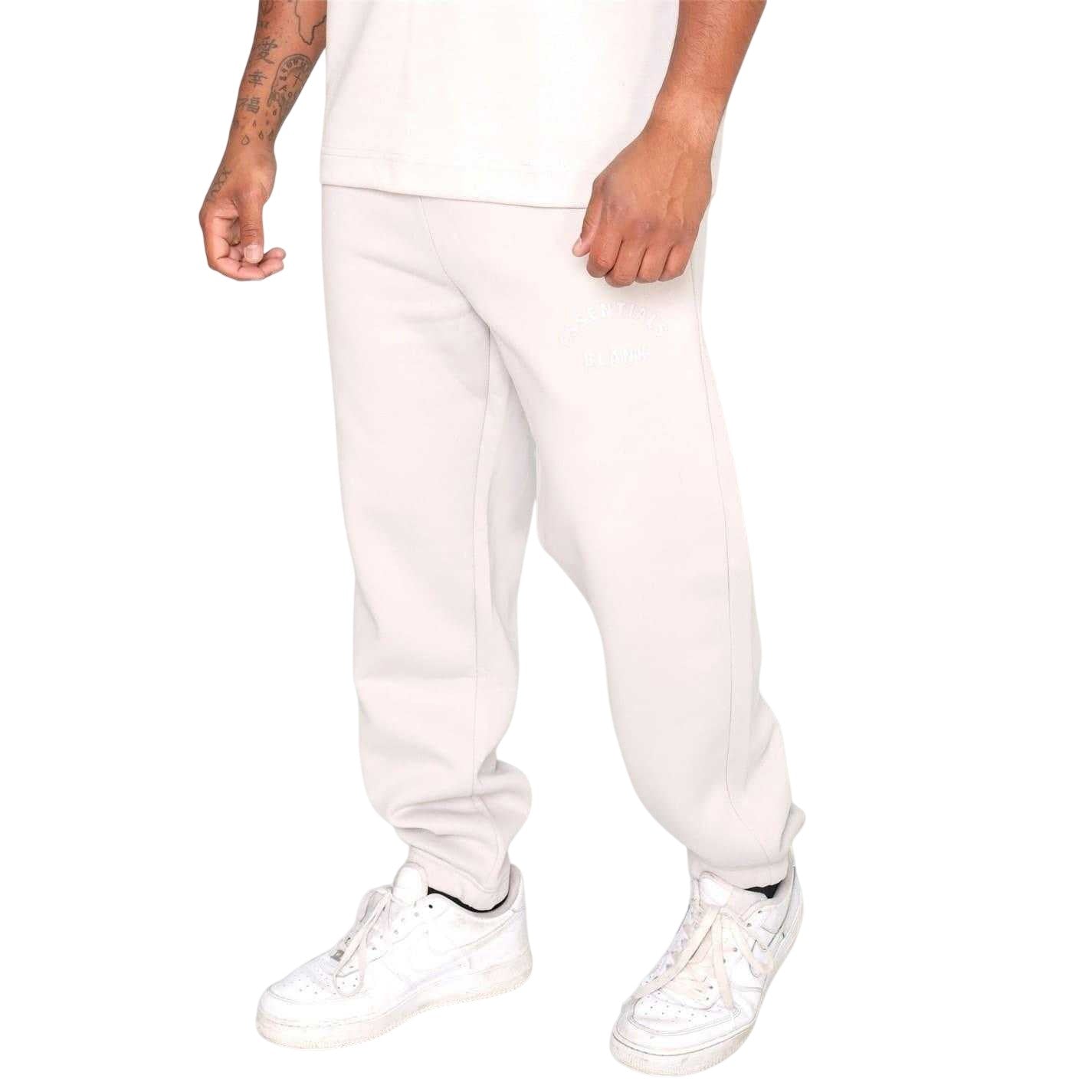 Grey - Side - Blank Essentials Mens Arched Logo Joggers