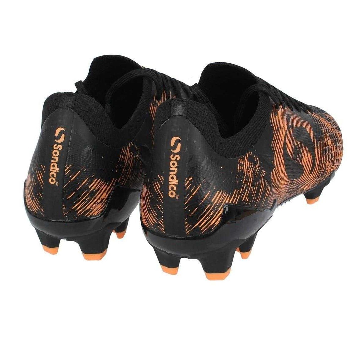 Black-Orange - Back - Sondico Mens Striped Firm Ground Football Boots