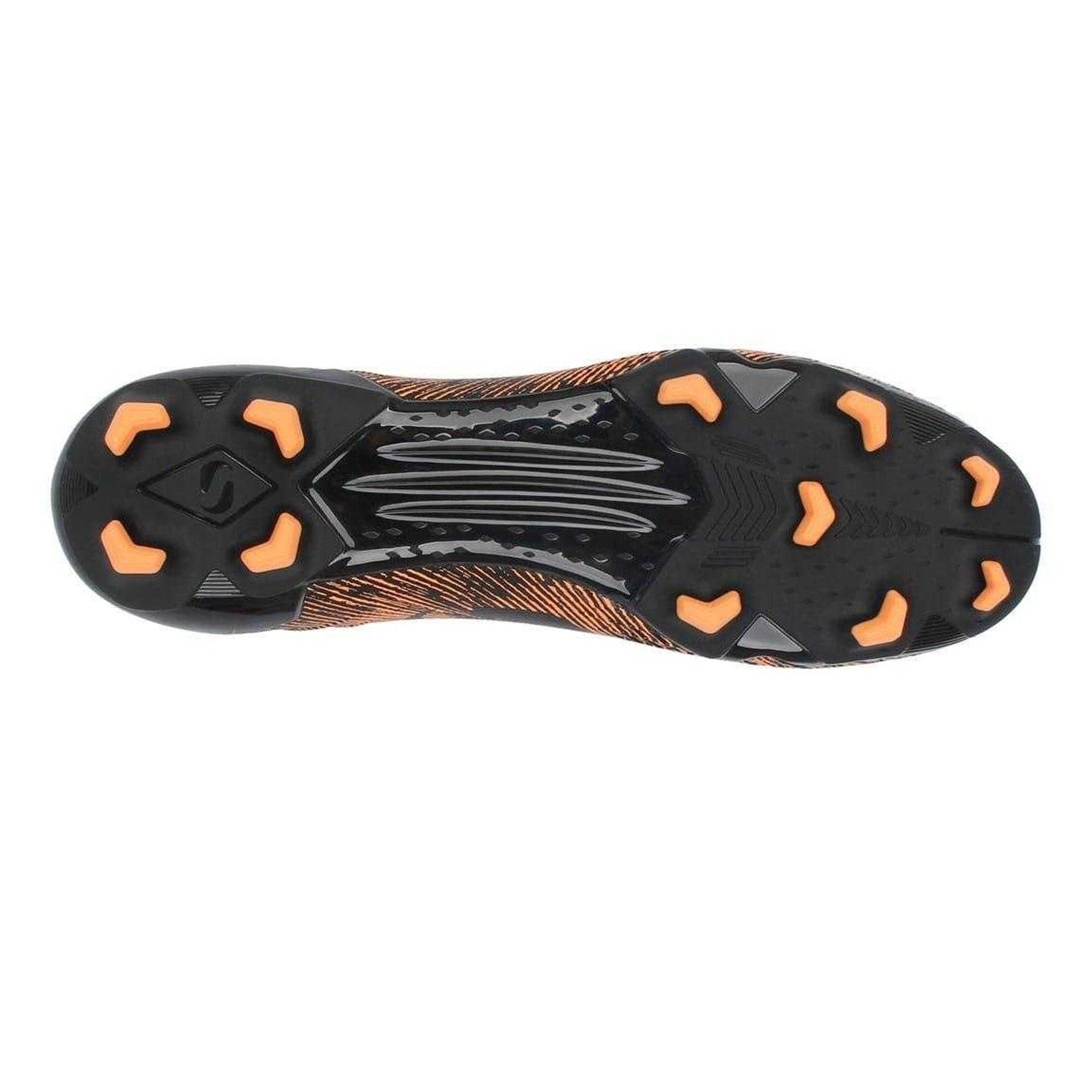 Black-Orange - Side - Sondico Mens Striped Firm Ground Football Boots