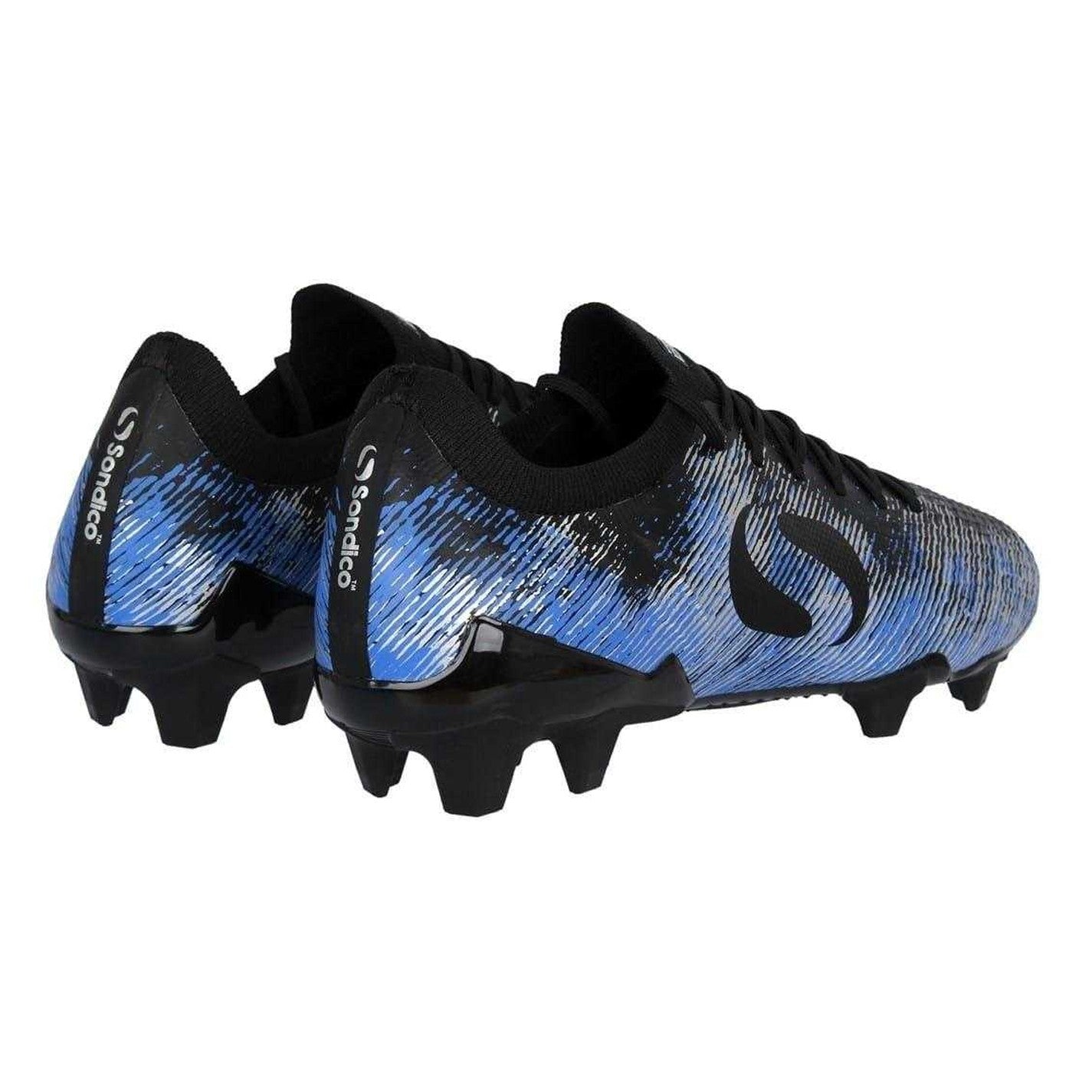 Black-Blue - Back - Sondico Mens Striped Firm Ground Football Boots