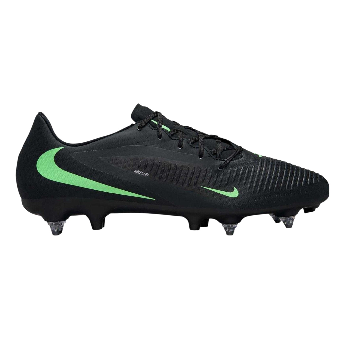 Black-Green - Front - Nike Mens Phantom 6 Low Academy Soft Ground Football Boots